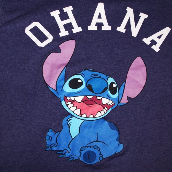 Lilo and Stitch T-shirt, Ladies Size Large, Embroidered Stitch, Navy Ringer - Picture 4 of 5